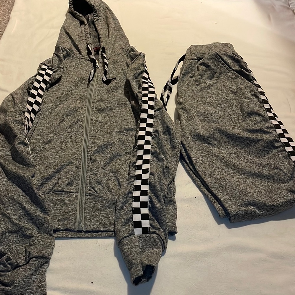 Gray jogging suit